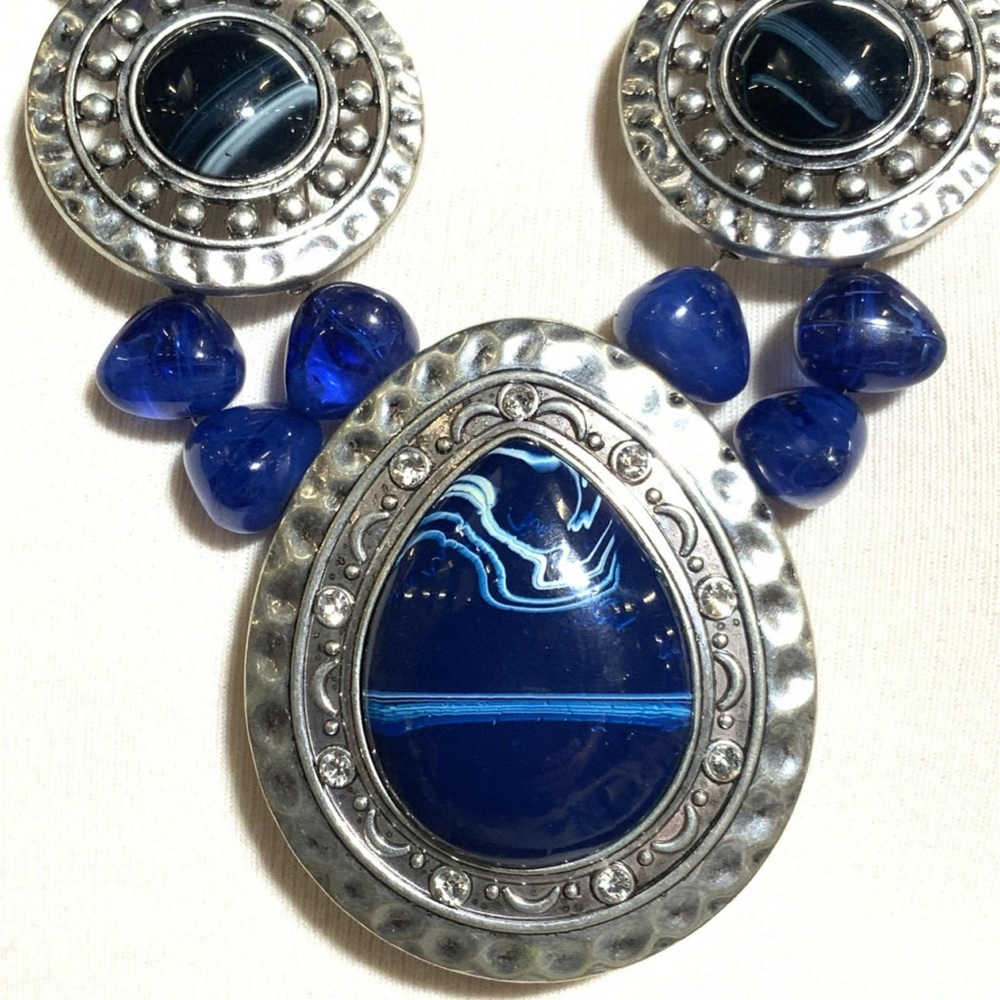 Just in- chunky cabochon mixed media necklace